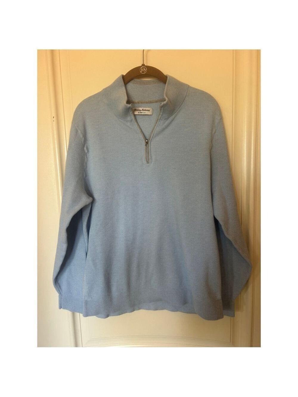 Men's Tommy Bahama Island Zone Light Blue 1/4 Zip Sweater L - Picture 10 of 10